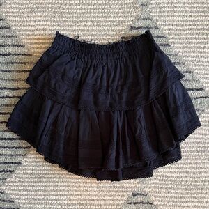 LoveShackFancy Black Tiered Mini Skirt